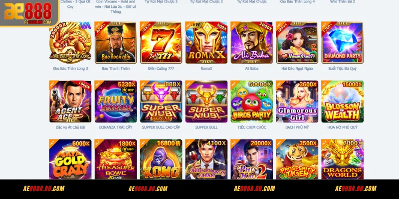 Slot Quay AE888 – Kho 400+ Game Từ 8 Nhà Phát Hành 4 5 tựa slot được chơi nhiều nhất tại AE888