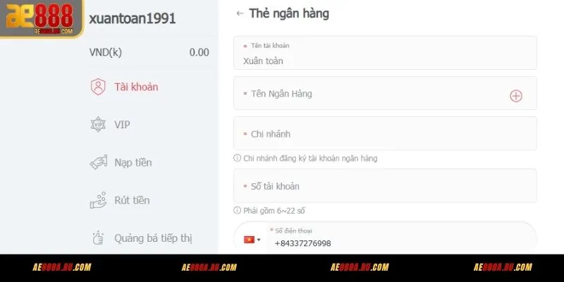 Thêm Thông Tin Ngân Hàng AE888 – 7 Bước Liên Kết Nhanh 2 Hướng dẫn thêm thông tin ngân hàng tại AE888 chi tiết từng bước