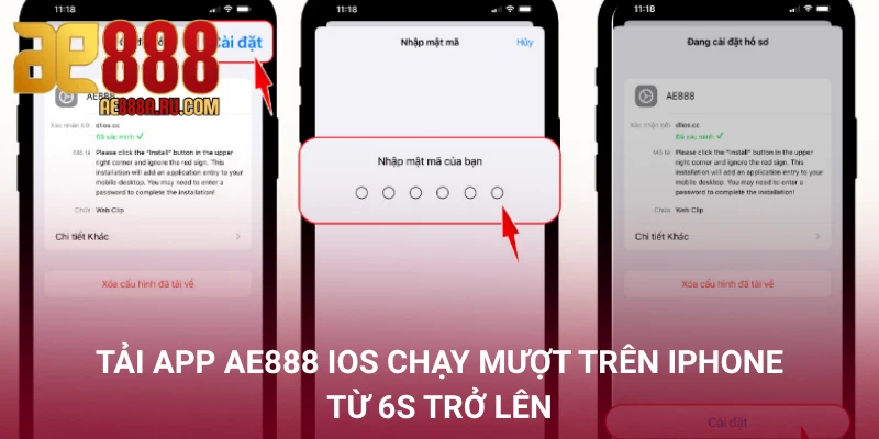 Giao diện app AE888 iOS trên iPhone